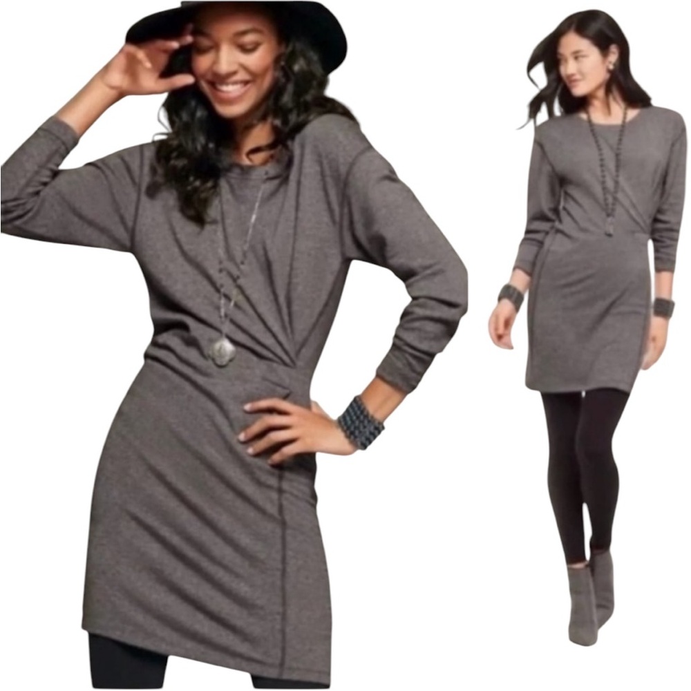 CAbi “Put On” Long Sleeve Sweatshirt Dress (H-1)